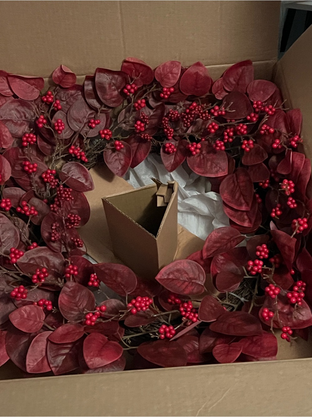 Red Leaf and Berry Wreath - Decorative Home Accent